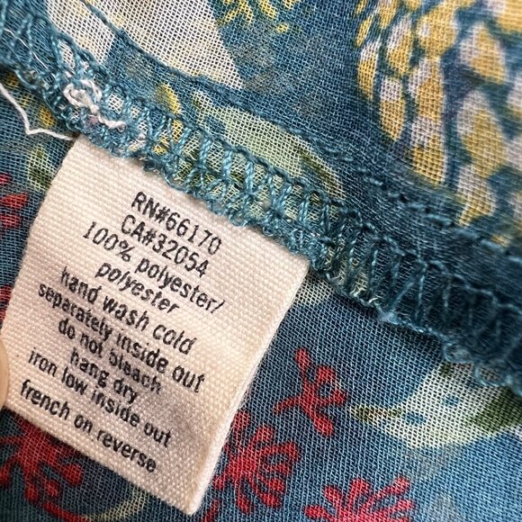 Pins & Needles Anthropologie Sheer Floral Blouse Teal Multicolor Size Small - Picture 10 of 11